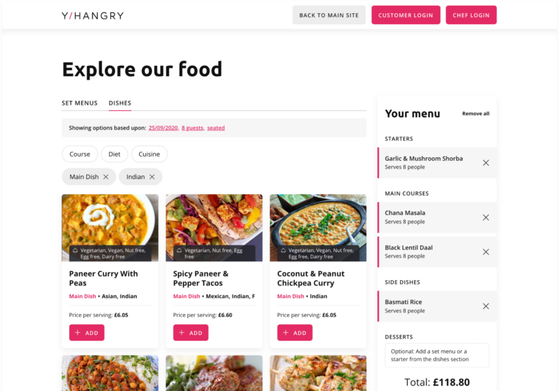 Y/HANGRY booking site