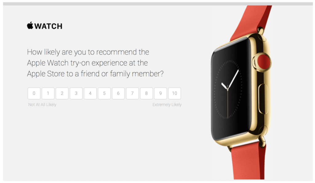 User testing questions: Apple watch NPS Survey example