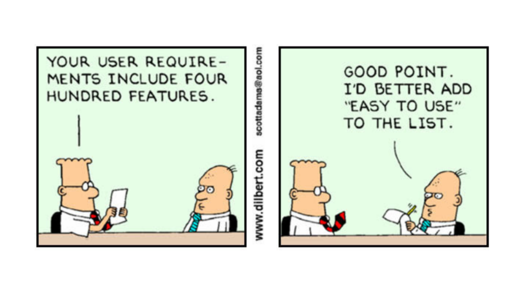 Illustration comic on user requirement gathering for MVP features