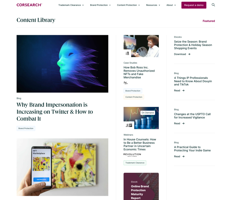 Screen shot from Corsearch's Content Library.