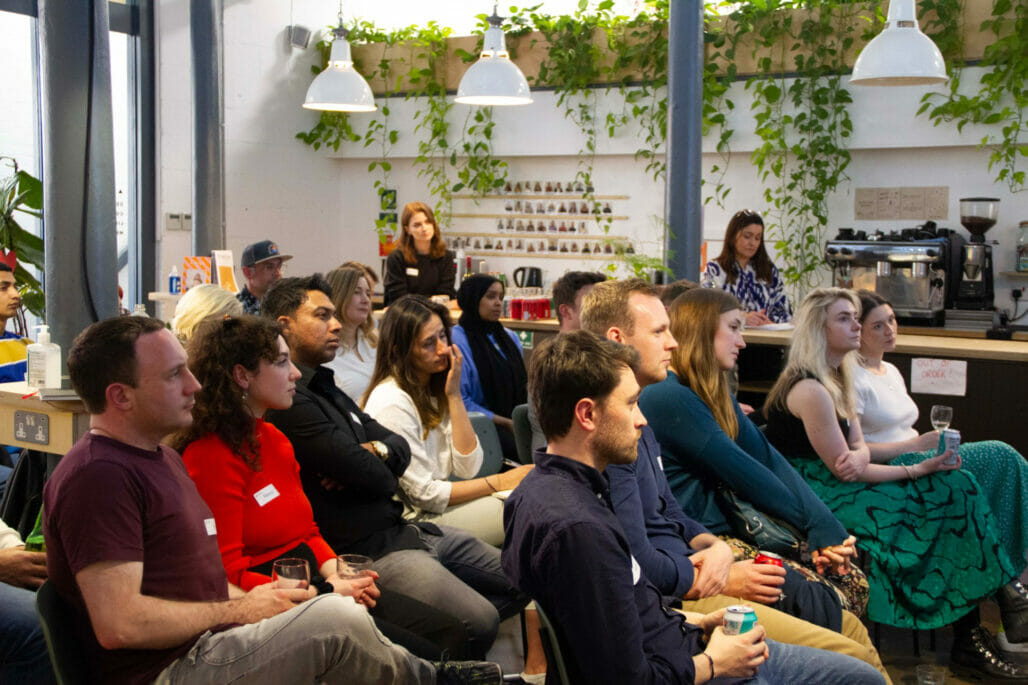 Full room of people from Bristol tech community at an event hosted by digital agency Unfold